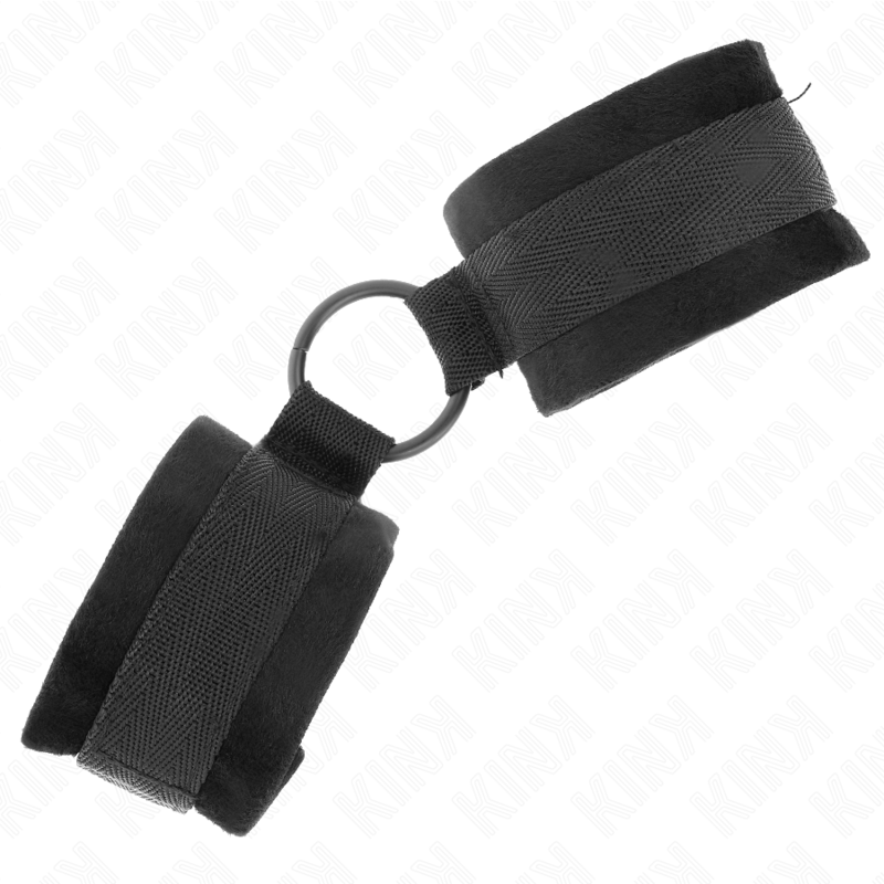 Kink - Esposas de Cuero Principiante 25 cm Con Anillo en O 4 cm Negro Ajustable 15-25 cm