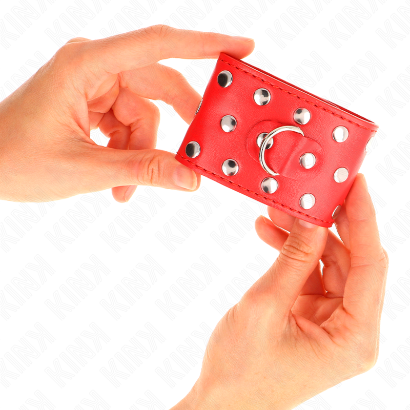 Kink - Retenções de Pulso Com Snap Fasten Completo de Rebites Vermelho Ajustável 19-24 cm X 5,5 cm
