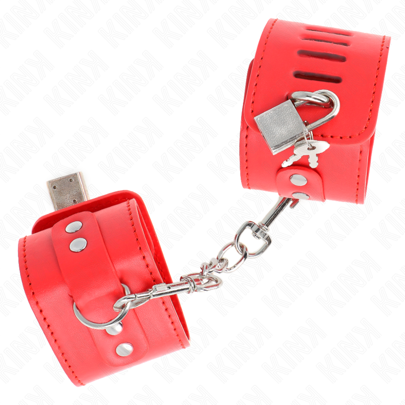Kink - Puños con candado rojo ajustable 16-23 cm X 5,5 cm