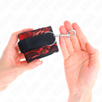 Kink - Puños de encaje de terciopelo corto y atadura de nylon rojo/negro 23 x 6,5 cm