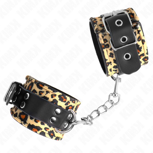 Kink - Retenção de Pulso de Couro Real Leopardo Ajustável 18-29 cm X 5,5 cm