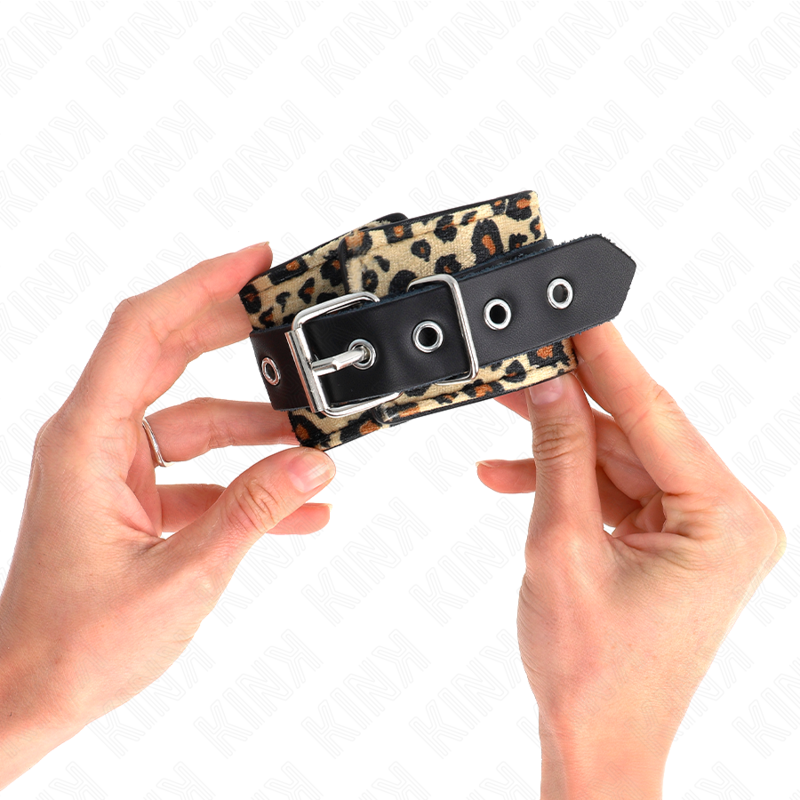Kink - Retenção de Pulso de Couro Real Leopardo Ajustável 18-29 cm X 5,5 cm