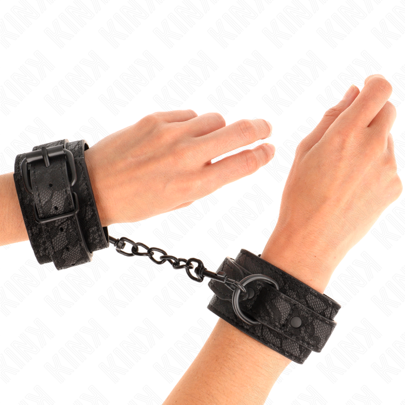 Kink - Puños de encaje oscuro ajustables negro 19-26 cm