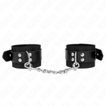 Kink - Puños de nailon negro con cinturón de cuero negro ajustable 19-29 cm X 5,1 cm