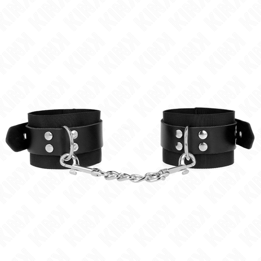 Kink - Punhos de Nylon Preto Com Cinto de Couro Preto Ajustável 19-29 cm X 5,1 cm