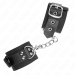 Kink - Puños de nailon negro con cinturón de cuero negro ajustable 19-29 cm X 5,1 cm