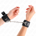 Kink - Puños de nailon negro con cinturón de cuero negro ajustable 19-29 cm X 5,1 cm