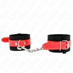 Kink - Puños de Nylon Negro Con Cuero Rojo Ajustables 19-24 cm X 5,5 cm