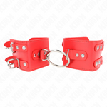 Kink - Pulso Fixo Com Anel e Pregos Ajustáveis Vermelho 17-22 cm X 6,5 cm