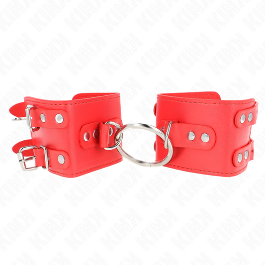 Kink - Pulso Fixo Com Anel e Pregos Ajustáveis Vermelho 17-22 cm X 6,5 cm