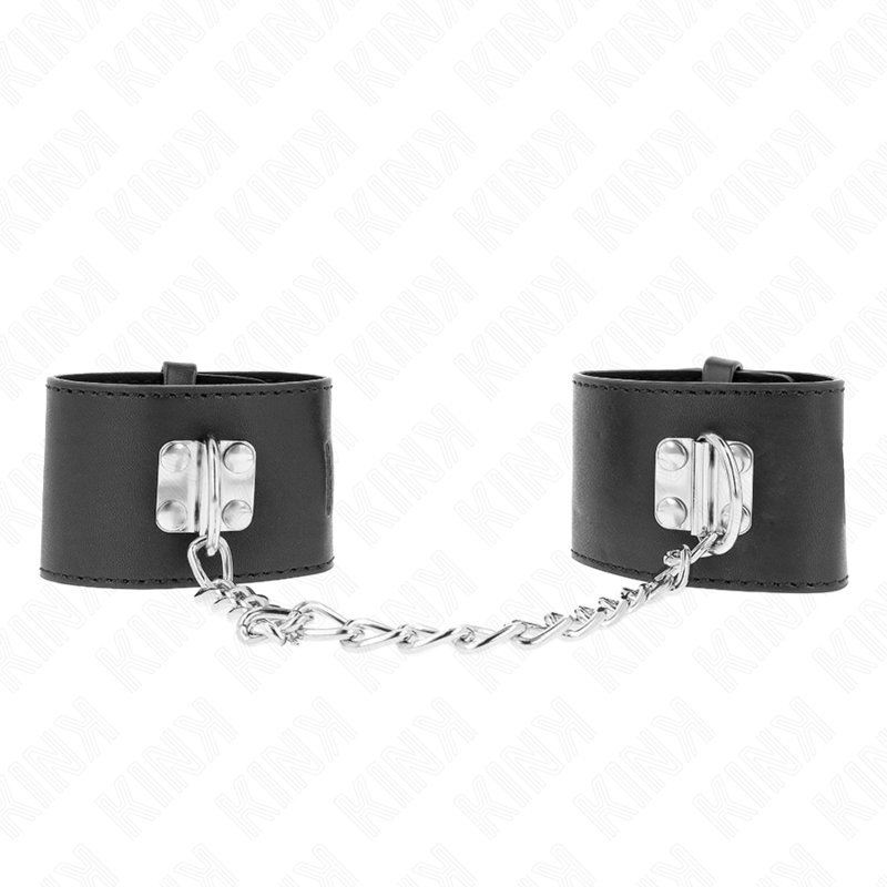 Kink - Puños Fijos Con Cadena 30 cm y Cierre de Candado Negro Ajustables 16-23 cm X 5,5 cm