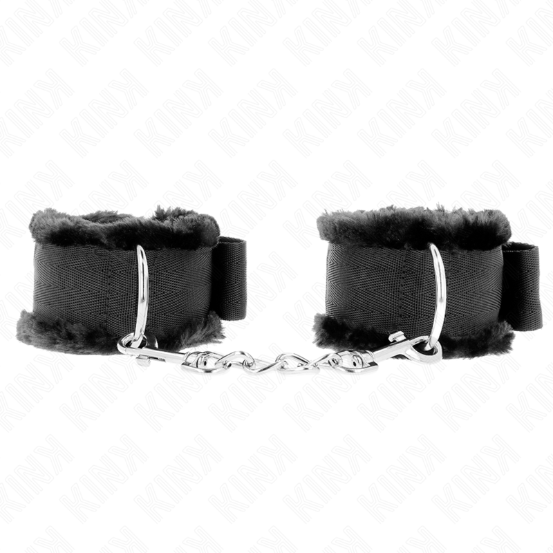 Kink - Muñequera de Forro Peludo Negro Ajustable 17-31 cm X 7 cm