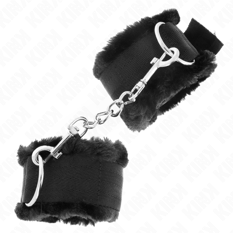 Kink - Muñequera de Forro Peludo Negro Ajustable 17-31 cm X 7 cm