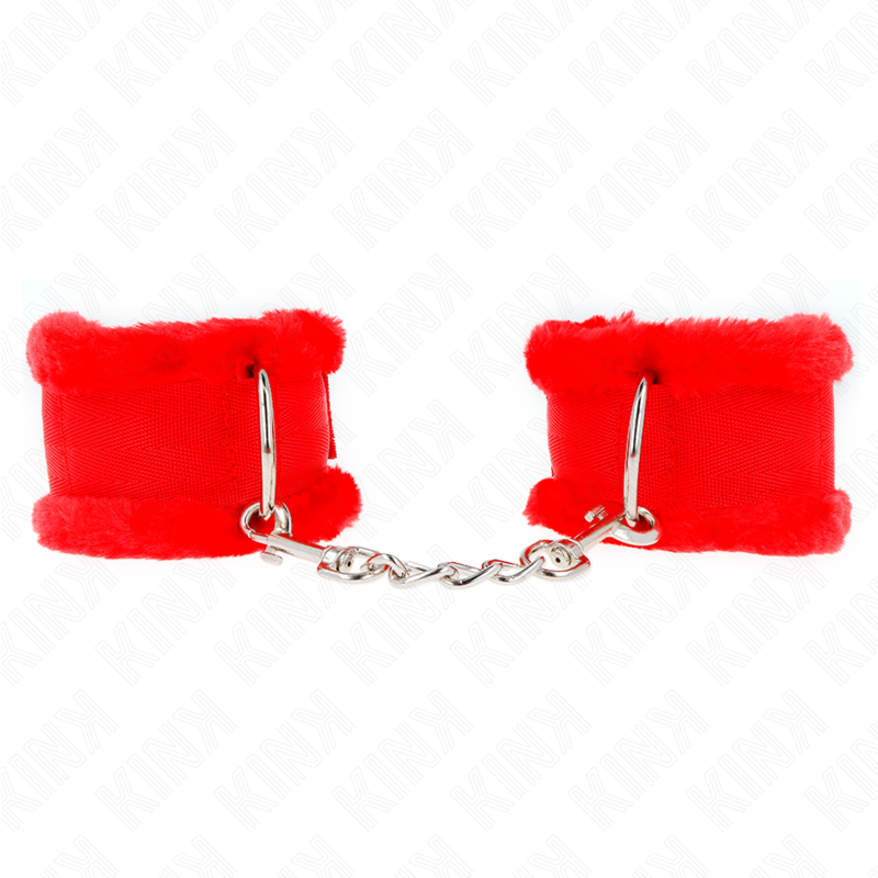 Kink - Muñequera Peluda Roja Ajustable 17-31 cm X 7 cm
