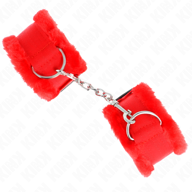 Kink - Muñequera Peluda Roja Ajustable 17-31 cm X 7 cm