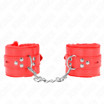 Kink - Muñequera Forro de Piel con Agujeros Cuadrados Rojo y Cinturón Rojo Ajustable 17-29 cm X 6 cm