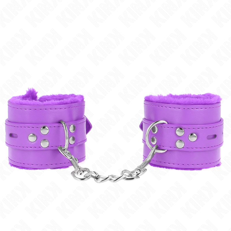 Kink - Muñequera de piel forrada con agujeros cuadrados morados y cinturón morado ajustable de 17-29 cm x 6 cm