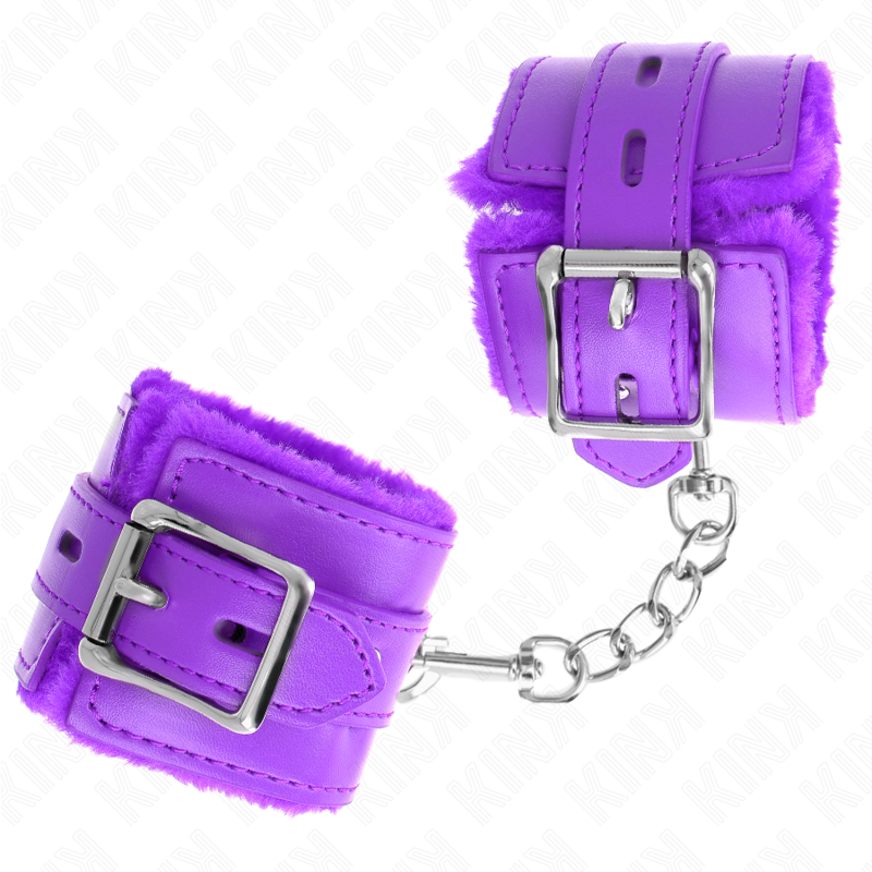 Kink - Muñequera de piel forrada con agujeros cuadrados morados y cinturón morado ajustable de 17-29 cm x 6 cm