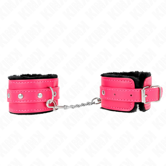 Kink - Pulso Premium Forro de Pele Preto Com Cinto Raspberry Rose Ajustável 17-29 cm X 6 cm