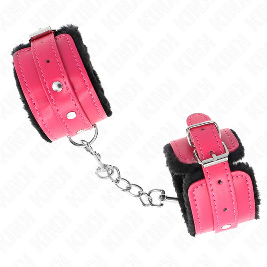 Kink - Pulso Premium Forro de Pele Preto Com Cinto Raspberry Rose Ajustável 17-29 cm X 6 cm