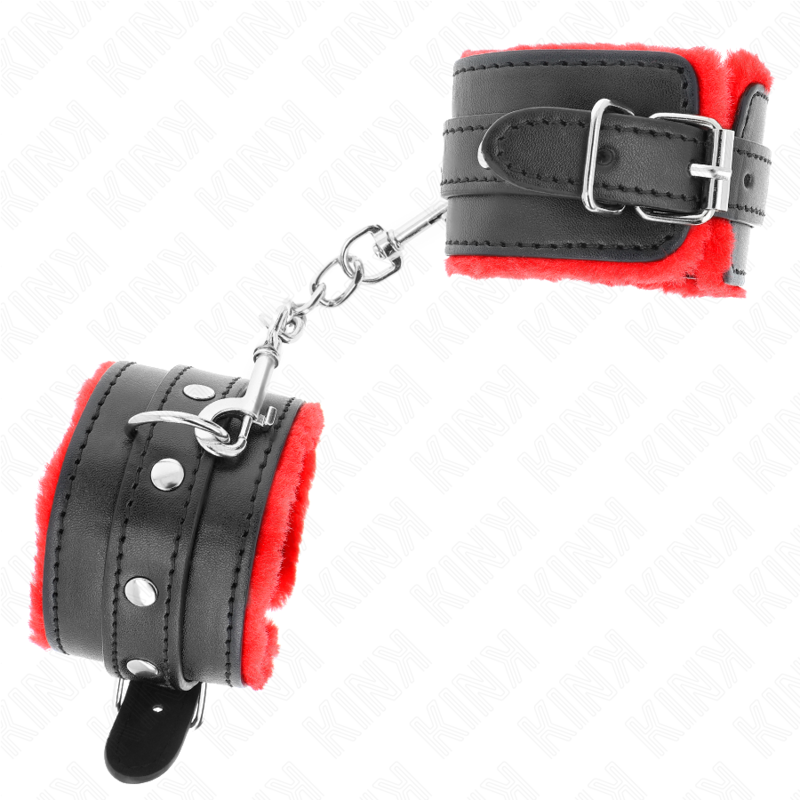 Kink - Pulso Premium Forro de Piel Rojo Con Correa Negra Ajustable 17-29 cm X 6 cm