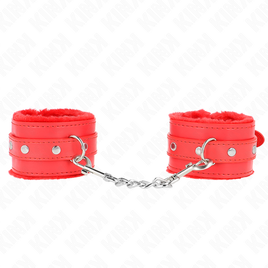 Kink - Pulso Premium Forro de Pele Vermelho Com Cinto Vermelho Ajustável 17-29 cm X 6 cm