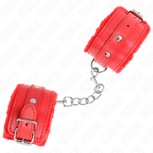 Kink - Pulso Premium Forro de Pele Vermelho Com Cinto Vermelho Ajustável 17-29 cm X 6 cm