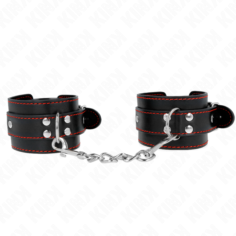 Kink - Puños Negros Con Forro Rojo Ajustables 20-28 cm X 5,5 cm