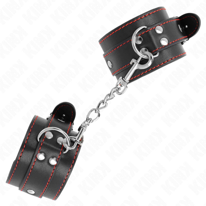 Kink - Puños Negros Con Forro Rojo Ajustables 20-28 cm X 5,5 cm