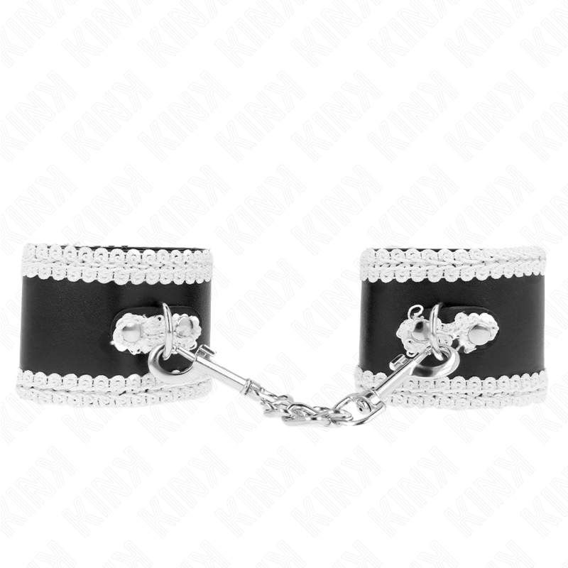Kink - Pulsera negra con encaje decorado blanco ajustable 20-23 cm X 5,5 cm