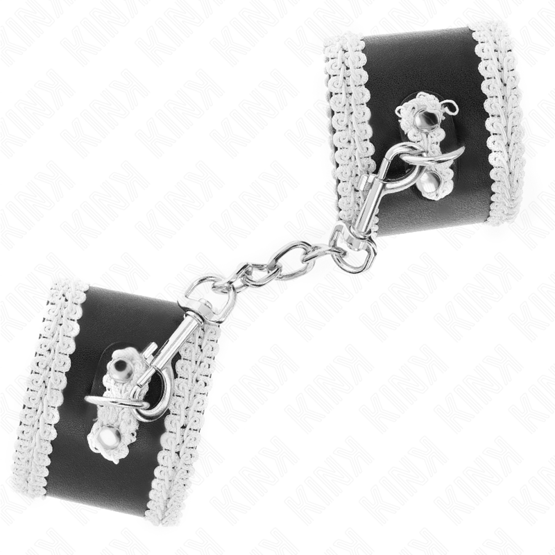 Kink - Pulsera negra con encaje decorado blanco ajustable 20-23 cm X 5,5 cm