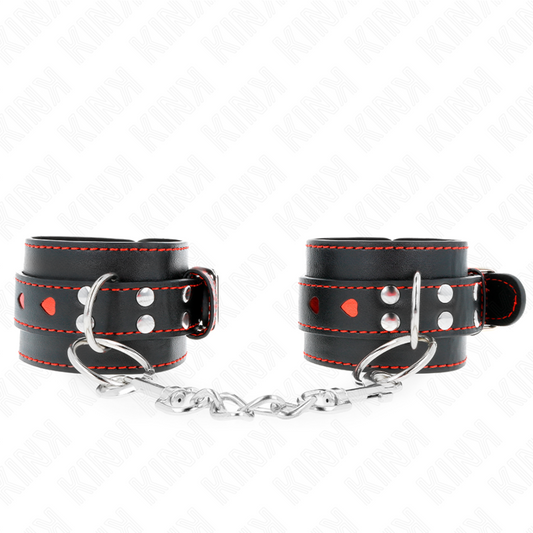 Kink - Pulso Preto Com Inserção de Coração Vermelho Ajustável 21-28 cm X 5,5 cm