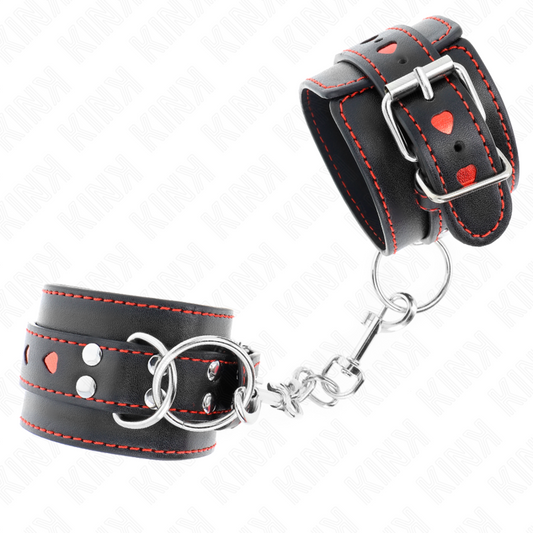 Kink - Pulso Preto Com Inserção de Coração Vermelho Ajustável 21-28 cm X 5,5 cm