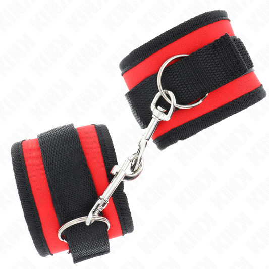 Kink - Retenções de Pulso Nylon Bind Hook&Loop Vermelho-Preto Modelo 2 Ajustável 18-35 cm X 6 cm