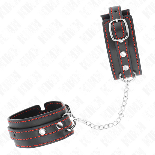 Kink - Pequenos Punhos Pretos Com Forro Vermelho Ajustáveis 14-24 cm X 3,5 cm
