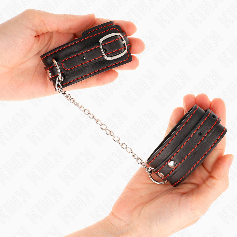 Kink - Pequenos Punhos Pretos Com Forro Vermelho Ajustáveis 14-24 cm X 3,5 cm