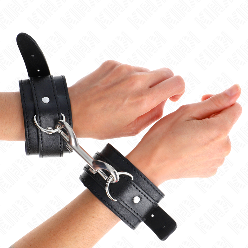 Kink - Sujeciones de Muñeca - Línea de Remaches Únicos Negro Ajustable 17-28 cm X 5 cm