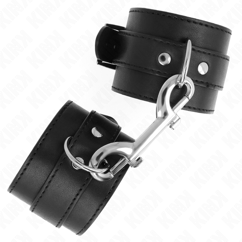 Kink - Muñequeras - Línea de Remaches Individual y Hebilla Grande Negra Ajustable 17-28 cm X 5 cm