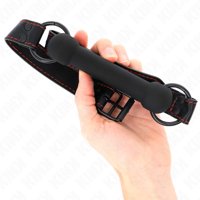 Kink - Mordaça de Osso Com Alça de Couro Preta Ajustável 41-57 cm