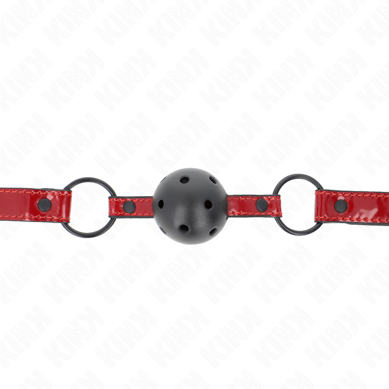Kink - Bola de Couro Brilhante 4,5 cm Mordaça 63,5 X 2 cm Ajustável 41 X 59 cm