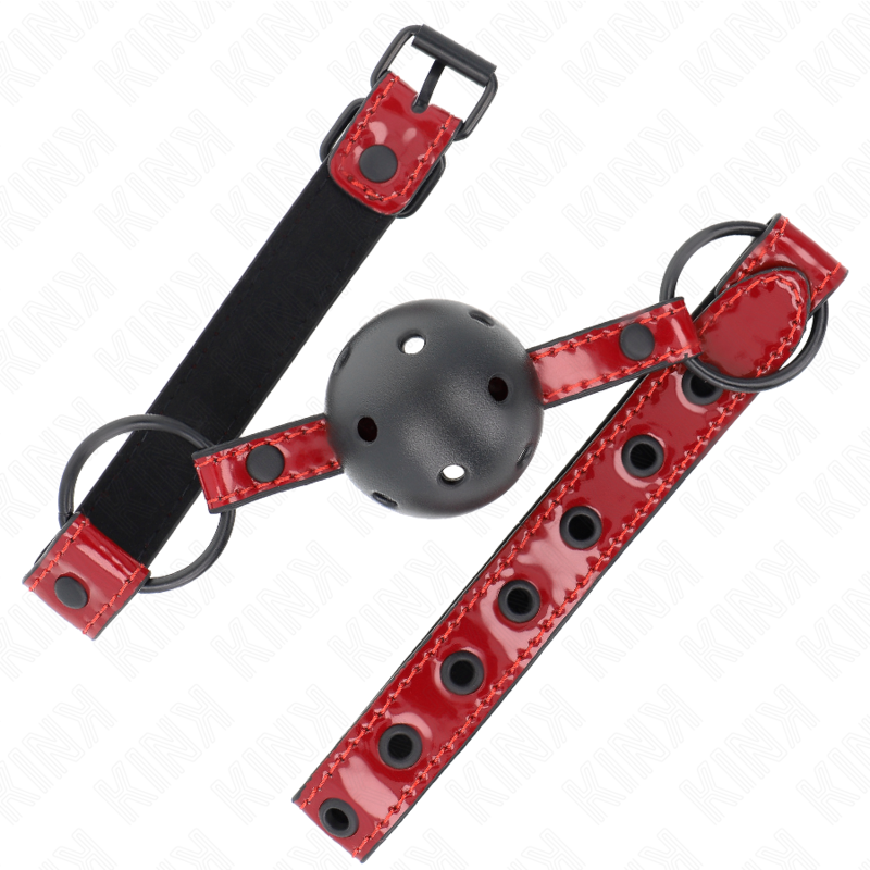 Kink - Bola de Cuero Brillante 4,5 cm Mordaza 63,5 X 2 cm Ajustable 41 X 59 cm