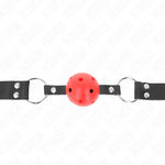 Kink - Bola Respirável 4 cm Mordaça Com Rebite Duplo Vermelho 62,5 X 2,5 cm Ajustável 42-58 cm
