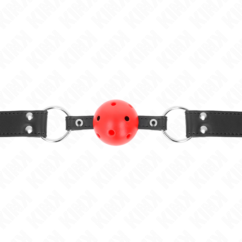 Kink - Mordaza de bola transpirable de 4 cm con doble remache de cuero de 62,5 X 2,5 cm ajustable 42-58 cm