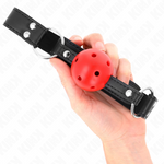 Kink - Mordaza de bola transpirable de 4 cm con doble remache de cuero de 62,5 X 2,5 cm ajustable 42-58 cm