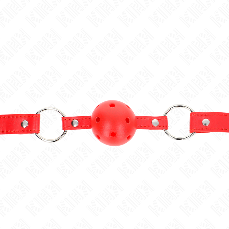 Kink - Mordaza de Bola Transpirable de 4 cm con Doble Remache Modelo 1 Roja de 62,5 X 2,5 cm Ajustable 42-58 cm