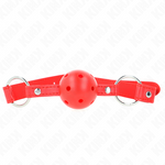 Kink - Mordaza de Bola Transpirable de 4 cm con Doble Remache Modelo 1 Roja de 62,5 X 2,5 cm Ajustable 42-58 cm