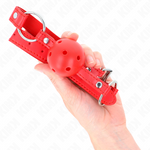 Kink - Mordaza de Bola Transpirable de 4 cm con Doble Remache Modelo 1 Roja de 62,5 X 2,5 cm Ajustable 42-58 cm