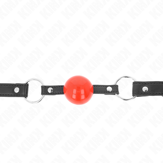 Kink - Bola Mordaça 4 cm Com Fechadura Bola Vermelha Alça Preta 60 X 2 cm