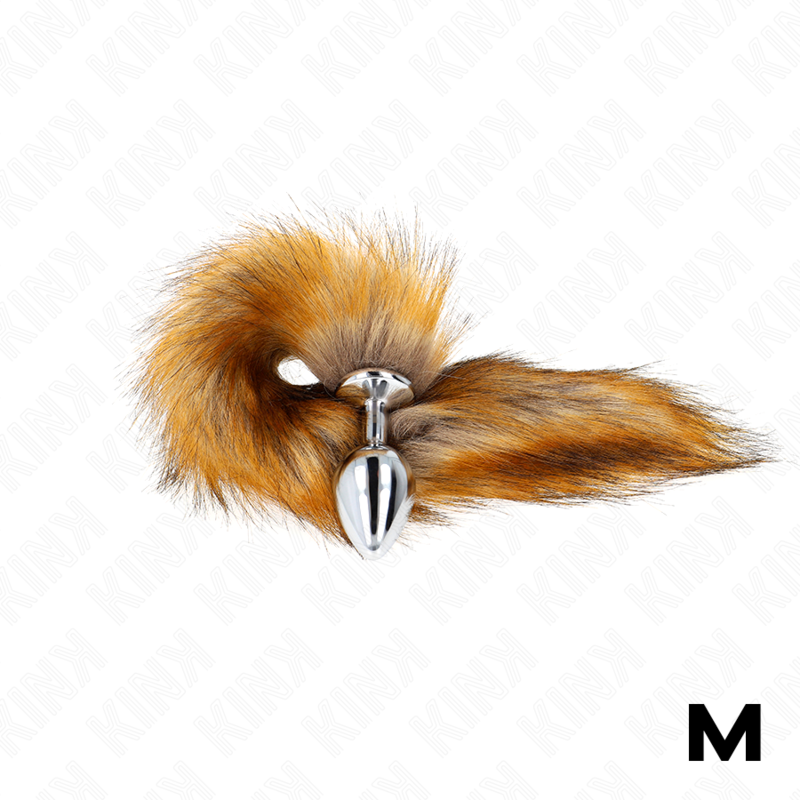 Kink -Plug Anal Tamanho M 8 X 3,5 cm Com Cauda Sintética 40 cm Marrom