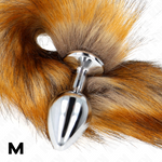 Kink -Plug Anal Tamanho M 8 X 3,5 cm Com Cauda Sintética 40 cm Marrom